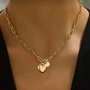 Gold Plated Stainless Steel Paperclip Heart Necklace –Minimalist Layered Jewelry
